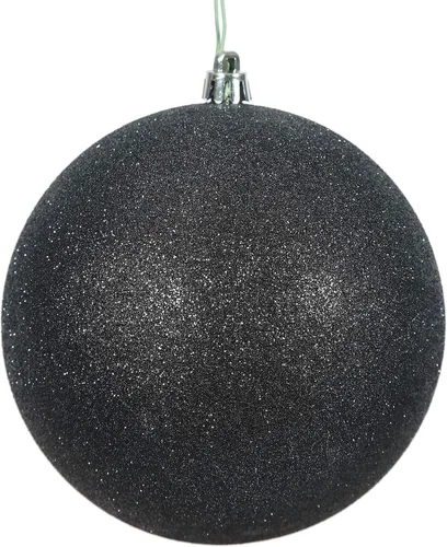 Miniatura 28 de Vickerman Adorno de bola de Navidad inastillable con acabado de lentejuelas con tapa perforada, 6 por bolsa, 4 pulgadas, color negro