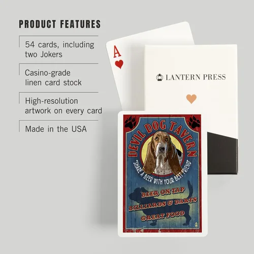 Miniatura 3 de Lantern Press Cartel vintage de Devil Dog Tavern, Basset Hound (52 cartas de juego, baraja de cartas de tamaño póquer con comodines)