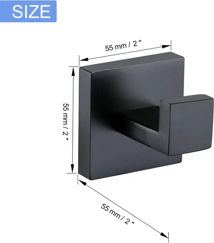 Miniatura 6 de TQKAG Gancho para toalla de baño, abrigo, bata negra, ganchos de pared de baño para cocina, garaje, montaje en pared de acero inoxidable Negro
