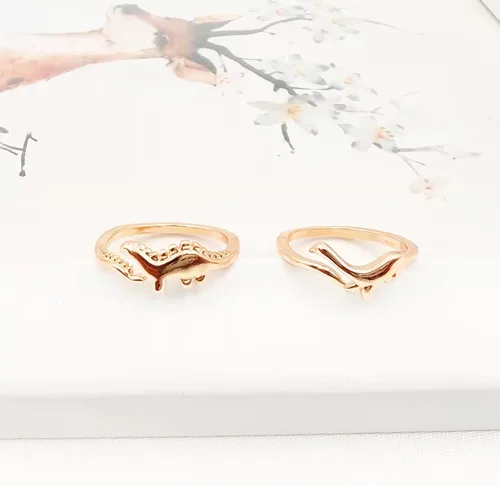 Miniatura 3 de INENIMARTJ Juego de 4 anillos de dinosaurio, oro y plata, bonitos anillos ajustables abiertos para adolescentes, niños y niñas, anillo de dinosaurio