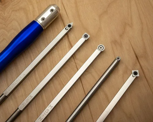 Miniatura 2 de Simple Woodturning Tools Juego de 5 herramientas de torneado de madera de carburo más mango intercambiable (mango azul zafiro), fabricado en Estados