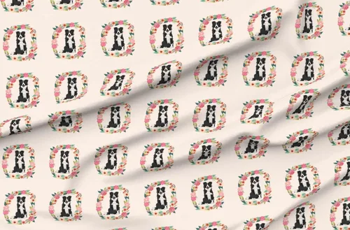 Miniatura 4 de Spoonflower Fabric - Inch Border Collie Black White Wreath Florals Dog Floral Dogs Collies Printed on Chiffon Fabric Fat Quarter - Sewing Fashion