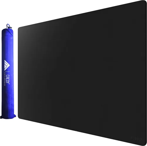 Miniatura 32 de Cacoy Tapete de escritorio de cuero, 70.8 x 24 pulgadas, tamaño mega, extendido, tapete de escritorio profesional para escritorio completo, Negro