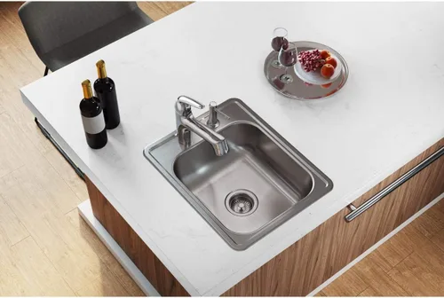 Miniatura 2 de Elkay D11721 Dayton Fregadero de Barra de Acero Inoxidable de 17" de Instalación Empotrada de Una Sola Cubeta - 3 Orificios para Grifería