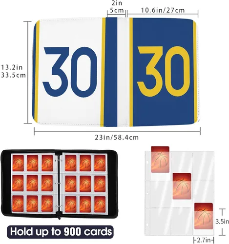 Miniatura 3 de Carpeta de tarjetas de baloncesto con mangas de 900 bolsillos, tarjetero de baloncesto #30 para tarjetas intercambiables, organizador de carpetas