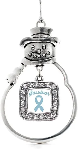 Miniatura 25 de Inspired Silver - Adorno de rodillo de reina - Adorno cuadrado de plata con muñeco de nieve con joyas de circonita cúbica