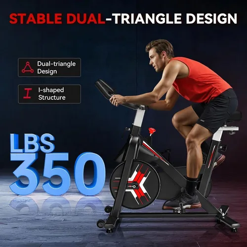 Miniatura 3 de Exercise Bike, Wenoker Magnetic Resistance Stationary Bike for Home App Sync Indoor Bike with 350lbs Weight Capacity, Tablet Holder and Fitness