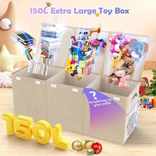 Miniatura 2 de Mabahoo Caja de Juguetes Extra Grande, Cofre de Juguetes Plegable y Resistente para Niños y Niñas, 40"x14"x16" Organizador de Almacenamiento