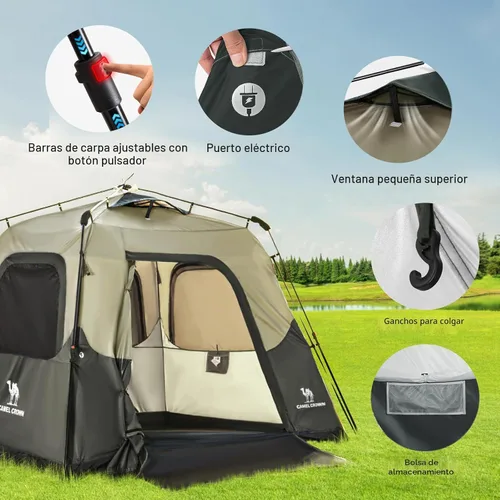 Miniatura 4 de CAMEL CROWN 4/6 Person Instant Cabin Tent, Pop Up Windproof Tents for Camping, 60-Second Setup Family Tent with Carry Bag for Outdoor Hiking Marrón