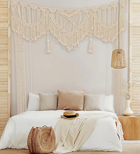 Miniatura 2 de kiido Gran macramé para colgar en la pared, decoración bohemia de boda para cenador/arco, cortina de puerta, telón de fondo de fotos, decoración