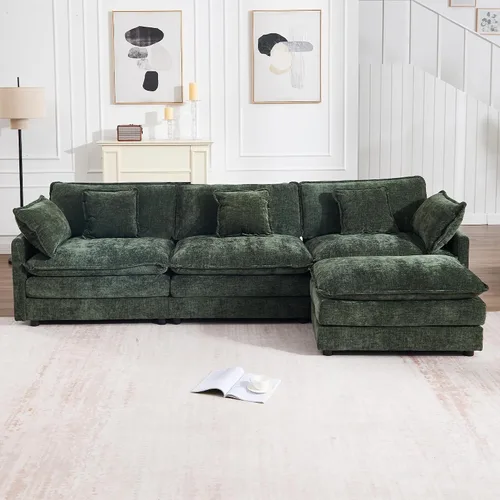 Miniatura 9 de KIVENJAJA - Sofá modular en forma de U extragrande tipo nube, chenilla moderna de 4 plazas con asiento profundo para sala de estar y oficina, con 2