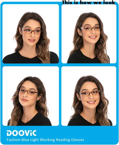 Miniatura 6 de DOOViC Paquete de 2 lentes de lectura de moda para mujer, diseño elegante, bloqueo de luz azul, lectores 1.5