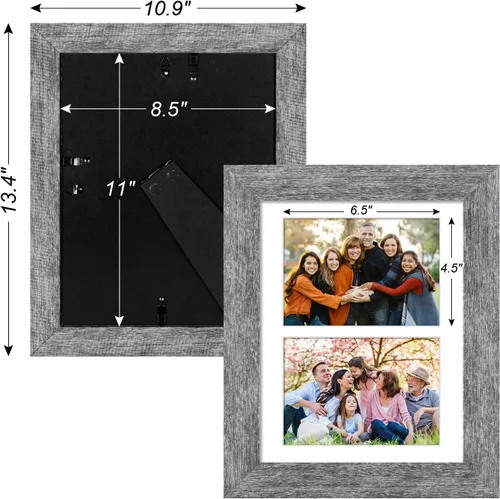 Miniatura 875 de Marcos de Fotos Collage de 13.5X15.5 con 7 Aberturas para Fotos de 4X6, Marco de Fotos Múltiples con Paspartú para Decoración de Pared, Grano