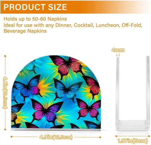 Miniatura 3 de Servilletero con diseño de mariposa azul y morado para mesas, servilleteros de acrílico transparente, servilleteros de cóctel para cocina