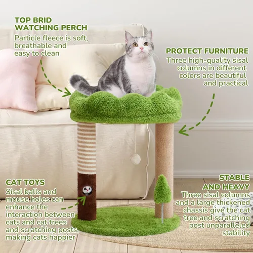 Miniatura 5 de WOOCHPET Árbol pequeño para gatos con cama de perca para gatos y cubierta extraíble, torre para gatos de 23 pulgadas de alto con 2 postes rascadores