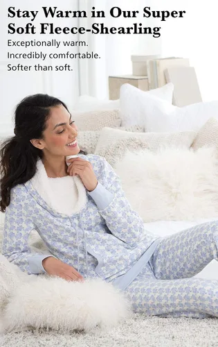 Miniatura 4 de PajamaGram Conjuntos de pijama para mujer, pijama de invierno para mujer, cuello redondo de oveja