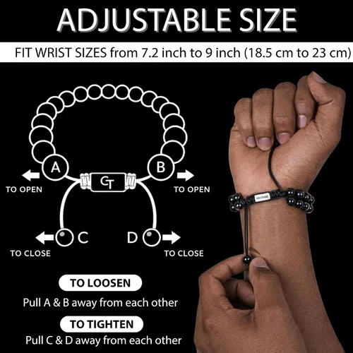 Miniatura 7 de Pulsera de cuentas planas de la colección GT, pulseras ajustables de gemas para hombres