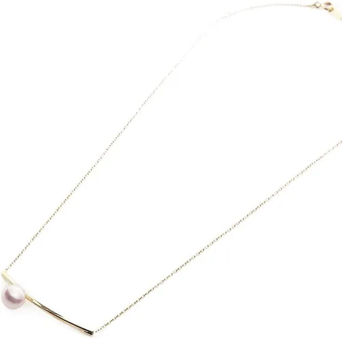 Collar con colgante de perlas cultivadas Akoya japonés de 0.276 in para mujer con oro amarillo de 18 quilates Diseño elegante excelente regalo