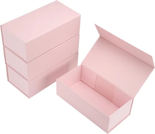 Miniatura 12 de Paquete de 4 Cajas de Regalo de 12x6x4 Pulgadas con Tapas de Cierre Magnético, Caja Negra Magnética para Boda, Propuesta de Padrinos y Damas
