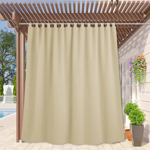 Miniatura 51 de RYB HOME - Cortinas opacas para interior y exterior, cortinas para patio o terraza, cortinas exteriores con pestaña Crema Beige