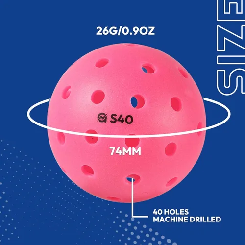 Miniatura 3 de A11N S40 - Pelotas de pickleball para exteriores, aprobadas por Pickleball de Estados Unidos para jugar en torneos, paquete de 3/6/12/50, verde