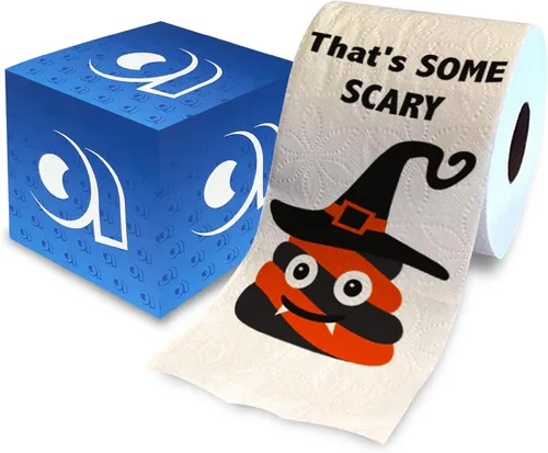Miniatura 9 de Printed TP Papel higiénico impreso con texto en inglés "Beware of Devil" de Halloween, rollo de papel higiénico aterrador para sorpresa, broma, Rojo