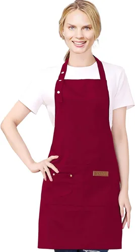 Miniatura 11 de Delantales para mujeres y hombres con bolsillos, correas ajustables, impermeable, lona para cocina, cocinero, camarera, servidor