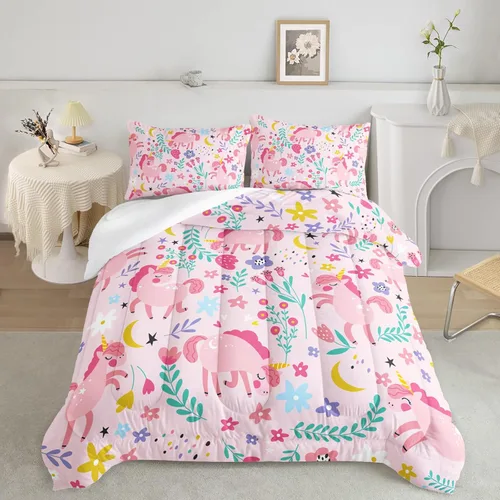 Miniatura 44 de QOOMO Juego de edredón de 3 piezas con diseño de mariposa de dibujos animados, tamaño individual, bonito juego de ropa de cama con lazo