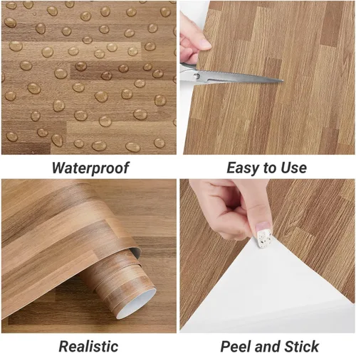 Miniatura 6 de Decotalk Butcher Block Contact Paper Wood Vinyl Wrap - Wood Peel and Stick Wallpaper Removable Butcher Block Countertop Vinyl Wrap Woodgrain Contact