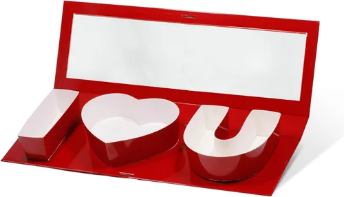 Miniatura 11 de Geoto Paquete de 6 cajas de regalo rellenables en forma de letra de 17.3 x 6 x 2 pulgadas, color rosa/rojo/blanco, caja de regalo con texto en Rosa