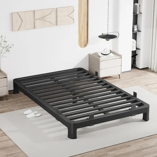 Miniatura 10 de MAF - Base de cama de plataforma de 14 pulgadas para cama individual con listones de madera, base de cama de metal resistente de 3500 libras