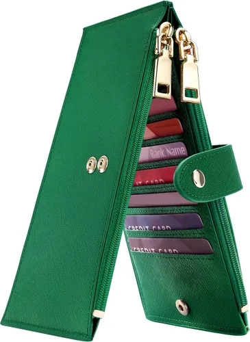Travelambo - Cartera con protección por interferencia de radiofrecuencia, para mujer, tamaño grande, plegable, para varias tarjetas, con cierre,