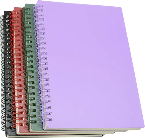 Yansanido Cuaderno en espiral, 4 piezas A5 con tapa dura gruesa de plástico de 7 mm con líneas universitarias de 4 colores, 80 hojas - 160 páginas