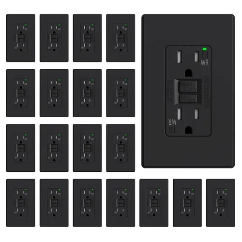 Miniatura 13 de ELEGRP Salida GFCI para Exteriores, Receptáculo GFI Eléctrico de Autoprueba de 15 Amperios con Diseño Más Delgado, Receptáculo GFCI Resistente a