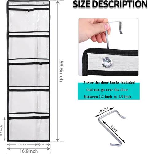Miniatura 2 de Organizador semanal de ropa infantil para actividades diarias, almacenamiento portátil de ropa escolar para niños sobre la puerta, con 3 ganchos