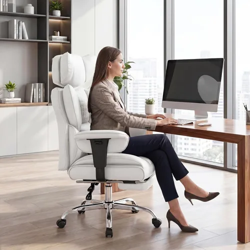 Miniatura 2 de DUMOS Silla de escritorio grande y alta para oficina en casa, silla de computadora para juegos, silla ergonómica ejecutiva con reposapiés, respaldo