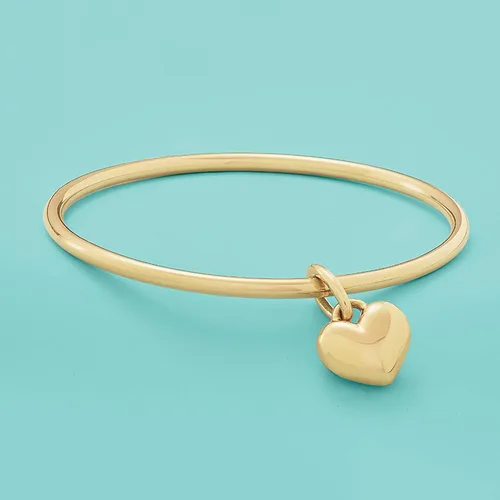 Miniatura 3 de Ross-Simons Italian Andiamo 14kt Yellow Gold Over Resin Heart Charm Bangle Bracelet