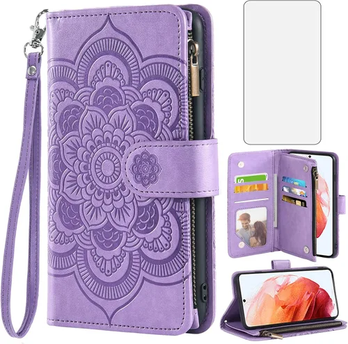 Miniatura 13 de Asuwish Funda de teléfono para Samsung Galaxy S23 5G con protector de pantalla de vidrio templado y tarjetero de cuero con diseño de flores, soporte