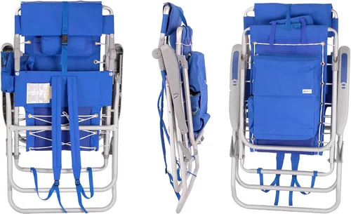 Miniatura 9 de Mochila acolchada de alta resistencia para adultos con reposapiés y bolsa enfriadora Coloque plana, 5 posiciones reclinables Bolsa térmica