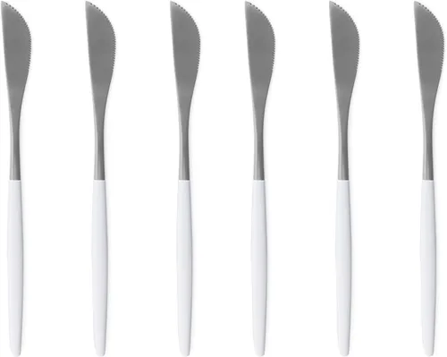 Miniatura 11 de Cubiertos de plata blanca pulida mate, diseño ligero, 36 piezas de acero inoxidable, juego de cubiertos de servicio para 6, incluyendo tenedores