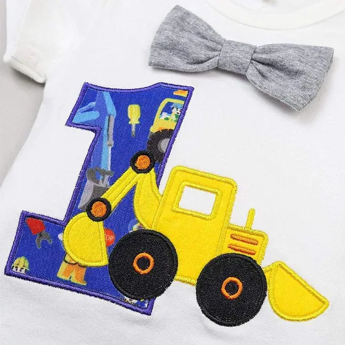 Miniatura 51 de IDOPIP Traje formal para bebé niño para el primer cumpleaños de Cake Smash con corbatín y tirantes y pantalones cortos para sesión de fotos