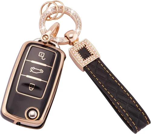 Miniatura 66 de Ekala para Honda Funda para Llavero con Llavero de Cuero, 5 Botones Carcasas de Teclas de TPU Suave Compatibles con Honda Civic Accord Pilot CR-V