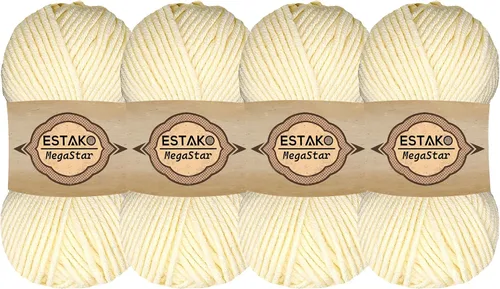 Miniatura 51 de Estako Megastar, 3.52 Oz (100g) de hilo de acrílico 75% y lana 25%, suave, peso grueso voluminoso #5 para crochet y tejer 120 yardas (110m)