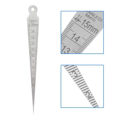 Miniatura 2 de Regla de calibre cónico de acero inoxidable de 0.000-0.591 in, regla de inspección de agujeros, cuña, reglas de soldadura, herramienta de medición