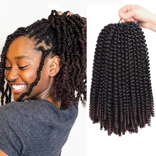 Miniatura 34 de Beyond Beauty Cabello de Ganchillo Spring Twist 90 hebras 8 pulgadas Spring Twists Esponjosas Trenzado, Trenzas de Ganchillo Spring Twist Bomb Twist