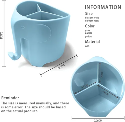 Miniatura 2 de Soporte para cepillo de dientes de elefante para niños pequeños, con ventosa, bonito soporte para cepillos de dientes para niños, para baño, con 3