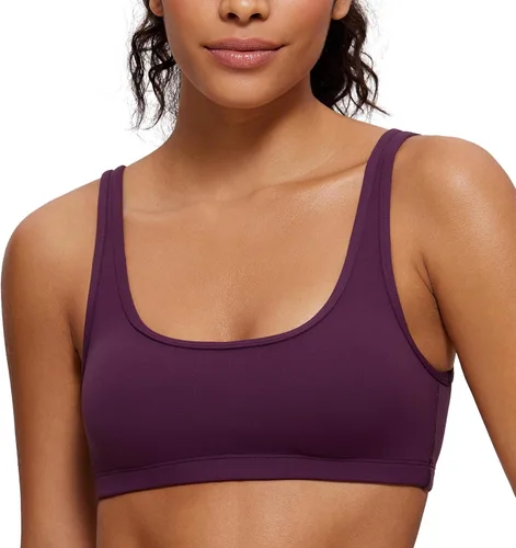 CRZ YOGA Butterluxe - Mini brasier para mujer, cuello redondo, de bajo impacto, sin varillas, brasier deportivo con relleno para yoga y entrenamiento