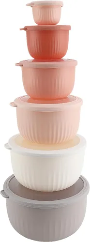 Miniatura 21 de COOK WITH COLOR - Juego de tazones de preparación profundos con tapas, para mezclar, de plástico, pequeños y apilables (color negro degradado)