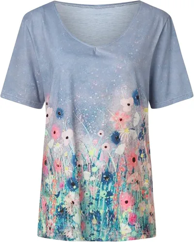 Miniatura 3 de Summer Trends Women 2023,Womens T Shirts Short Sleeve V Neck Casual Summer Tops Tshirts Loose Fit Shirts