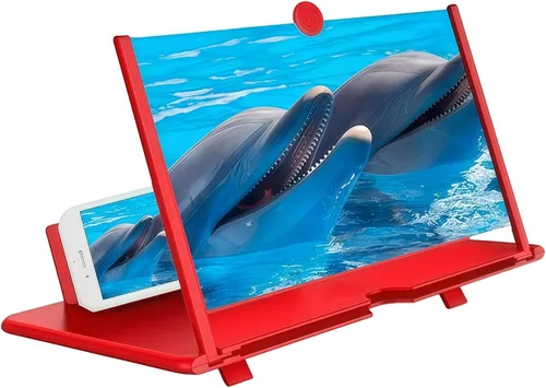 Miniatura 6 de Lupa de pantalla para teléfono celular, pantalla de proyector de lupa móvil 3D HD para películas, videos, soporte plegable para teléfono con Negro